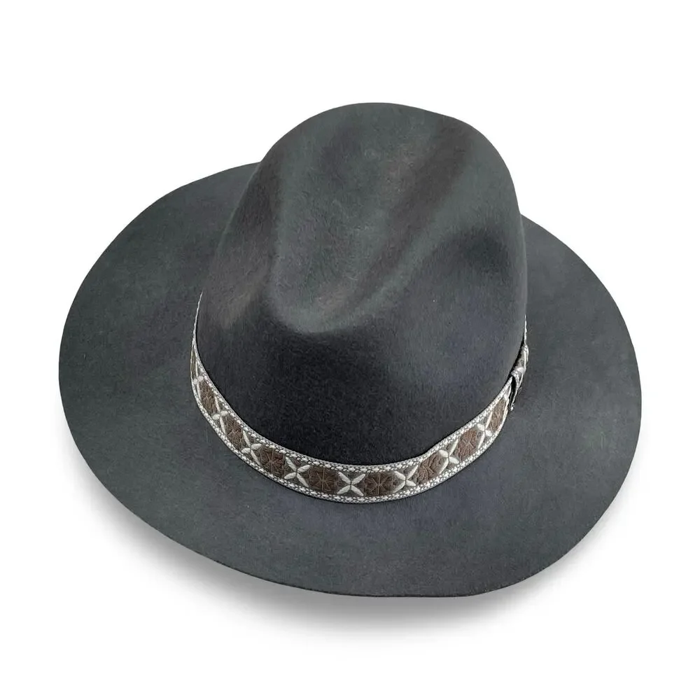 Gelso Bianco Italy Fedora Hat Gray 100% Wool NWT Chain Link Trim Made in Italy